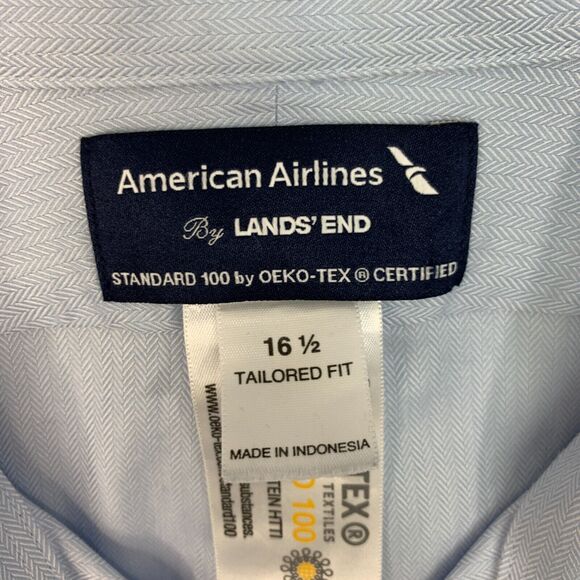 Lands End American Airlines Shirt Mens 16.5 Tailored Fit Cotton Employee Crew - Picture 4 of 11